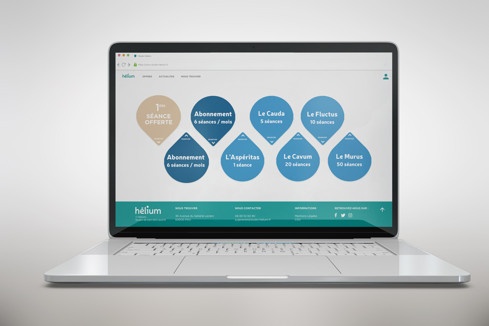 Web design de la page offres du site e-commerce Studio Hélium